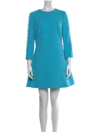Pre-owned Safiyaa Silk Mini Dress In Blue
