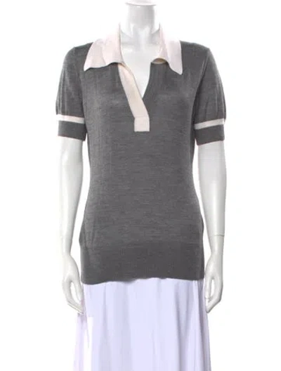 Pre-owned Safiyaa Silk V-neck Polo W/ Tags In Gray