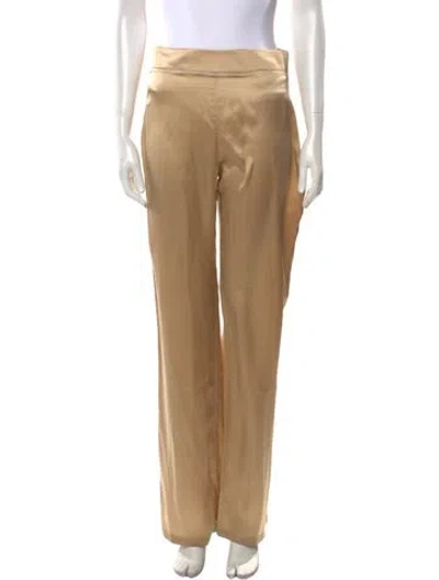 Pre-owned Safiyaa Silk Wide Leg Pants In Gold