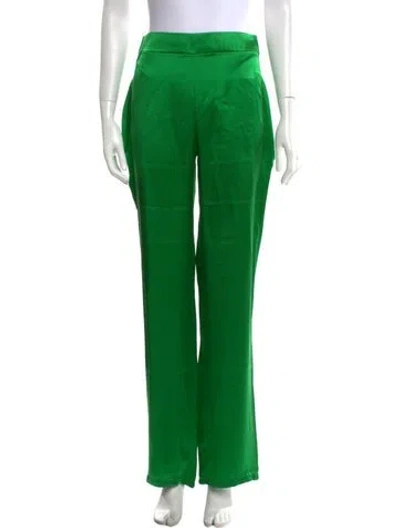 Pre-owned Safiyaa Silk Wide Leg Pants In Green