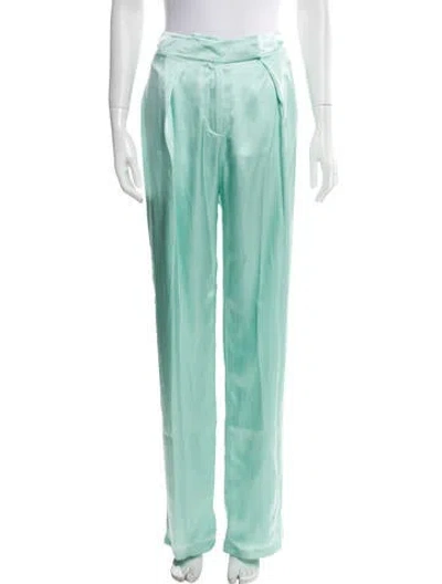 Pre-owned Safiyaa Silk Wide Leg Pants In Green