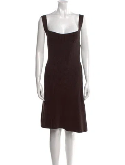 Pre-owned Safiyaa Square Neckline Knee-length Dress In Brown