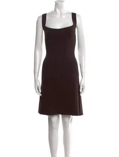 Pre-owned Safiyaa Square Neckline Knee-length Dress In Brown