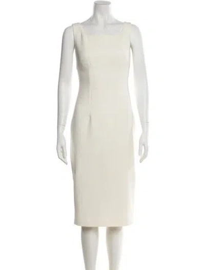 Pre-owned Safiyaa Square Neckline Knee-length Dress In Neutral