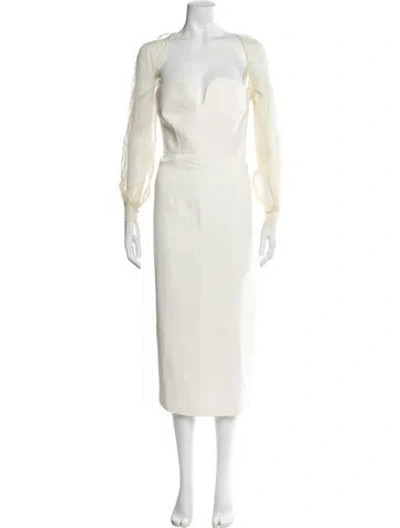 Pre-owned Safiyaa Square Neckline Knee-length Dress In Neutral