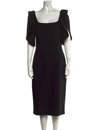 Pre-owned Safiyaa Square Neckline Knee-length Dress W/ Tags In Black