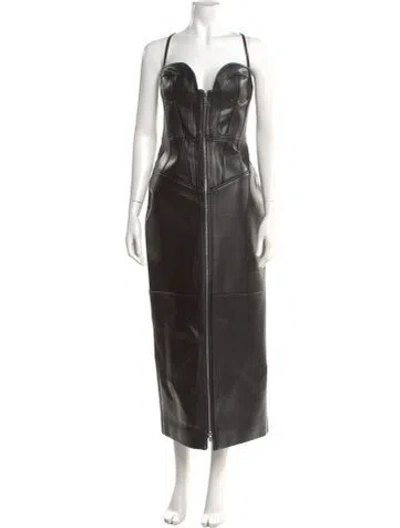 Pre-owned Safiyaa Square Neckline Long Dress In Black