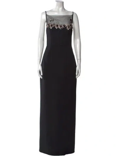 Pre-owned Safiyaa Square Neckline Long Dress In Black