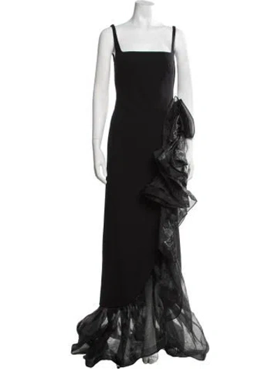 Pre-owned Safiyaa Square Neckline Long Dress In Black