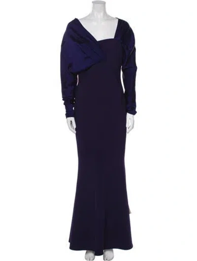 Pre-owned Safiyaa Square Neckline Long Dress In Blue