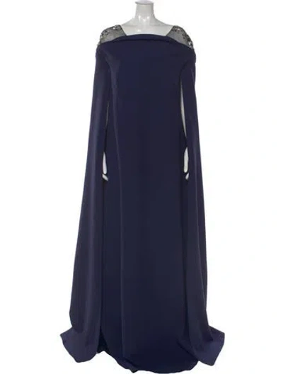 Pre-owned Safiyaa Square Neckline Long Dress In Blue