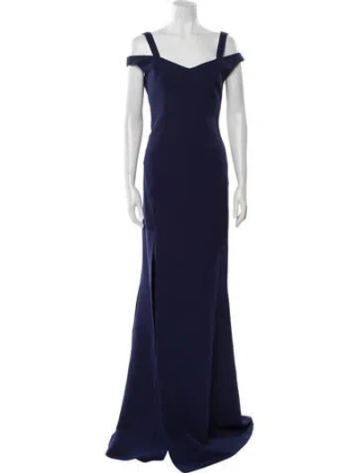 Pre-owned Safiyaa Square Neckline Long Dress In Blue