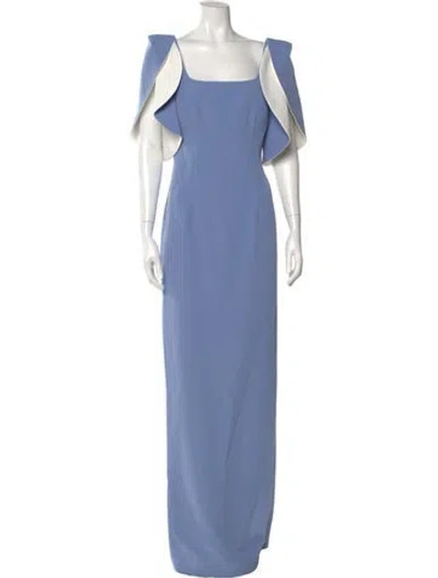 Pre-owned Safiyaa Square Neckline Long Dress In Blue