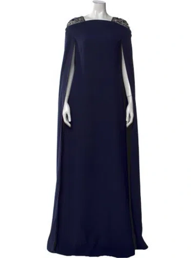 Pre-owned Safiyaa Square Neckline Long Dress In Blue