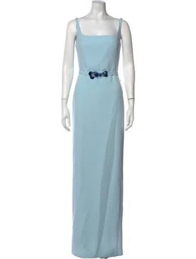 Pre-owned Safiyaa Square Neckline Long Dress In Blue