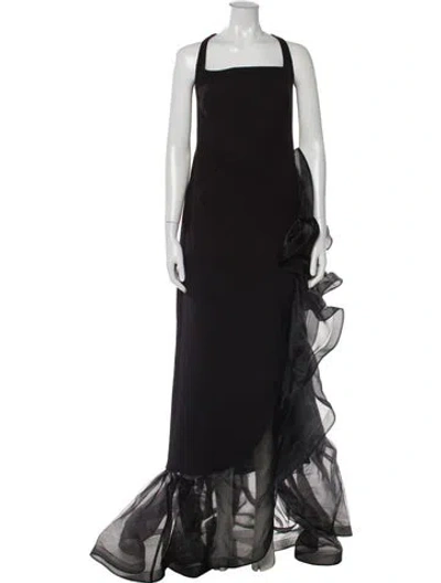 Pre-owned Safiyaa Square Neckline Long Dress In Gray