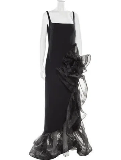 Pre-owned Safiyaa Square Neckline Long Dress In Gray