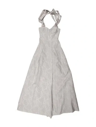Pre-owned Safiyaa Square Neckline Long Dress In Gray