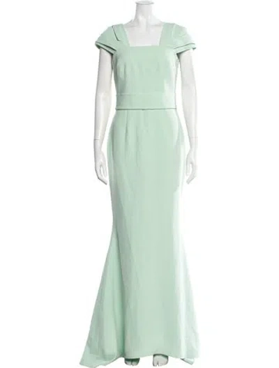 Pre-owned Safiyaa Square Neckline Long Dress In Green