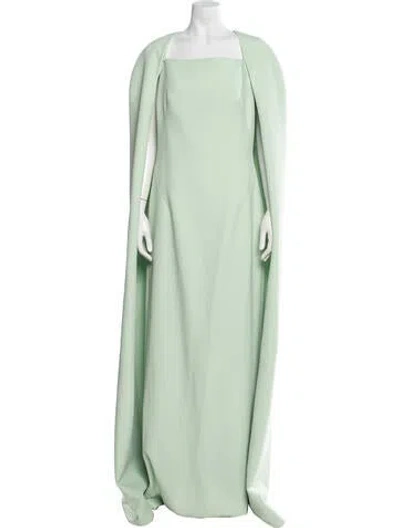 Pre-owned Safiyaa Square Neckline Long Dress In Green