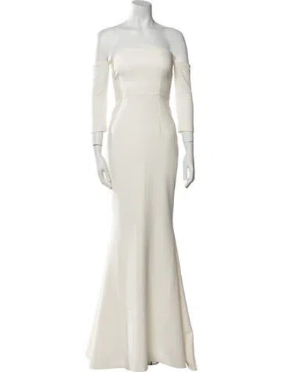 Pre-owned Safiyaa Square Neckline Long Dress In Neutral