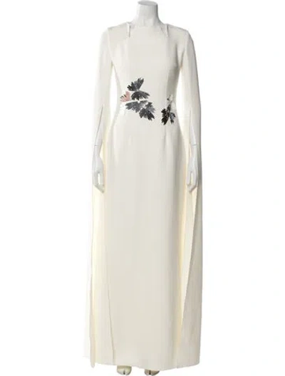 Pre-owned Safiyaa Square Neckline Long Dress In Neutral