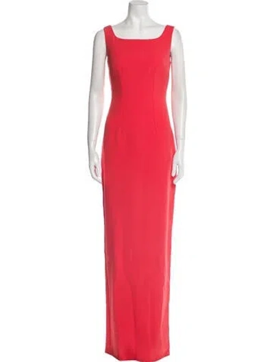 Pre-owned Safiyaa Square Neckline Long Dress In Orange