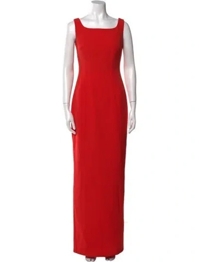 Pre-owned Safiyaa Square Neckline Long Dress In Red