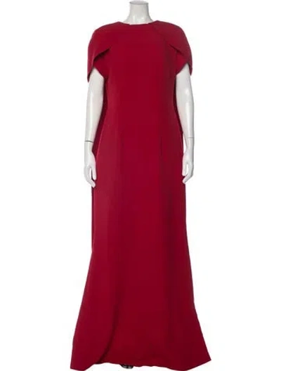 Pre-owned Safiyaa Square Neckline Long Dress In Red