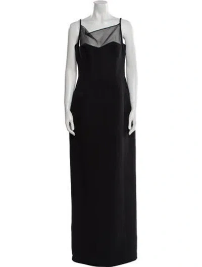 Pre-owned Safiyaa Square Neckline Long Dress W/ Tags In Black