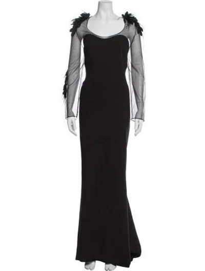 Pre-owned Safiyaa Square Neckline Long Dress W/ Tags In Black