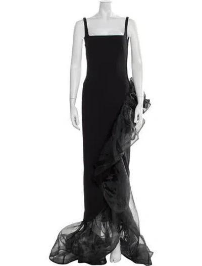 Pre-owned Safiyaa Square Neckline Long Dress W/ Tags In Black
