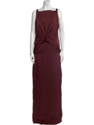 Pre-owned Safiyaa Square Neckline Long Dress W/ Tags In Burgundy