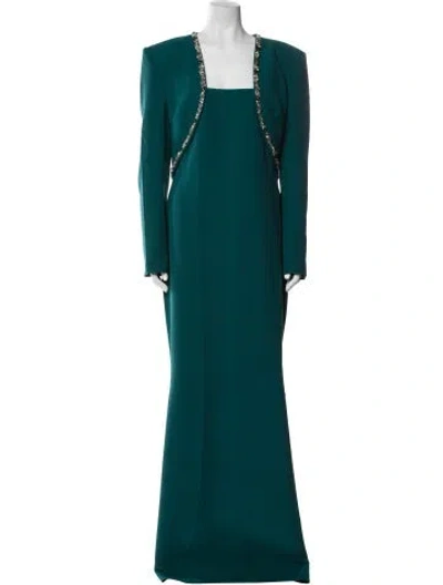 Pre-owned Safiyaa Square Neckline Long Dress W/ Tags In Green