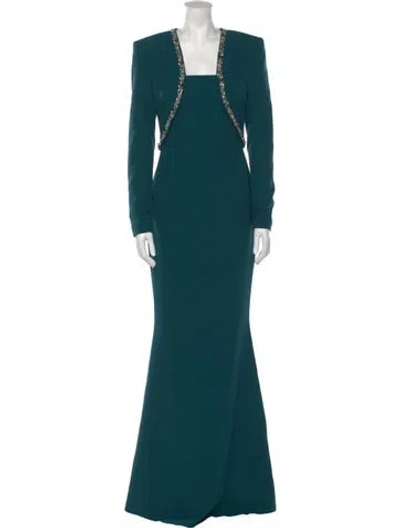 Pre-owned Safiyaa Square Neckline Long Dress W/ Tags In Green