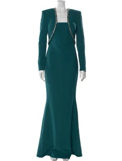 Pre-owned Safiyaa Square Neckline Long Dress W/ Tags In Green