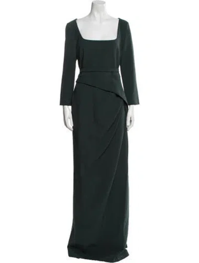 Pre-owned Safiyaa Square Neckline Long Dress W/ Tags In Green