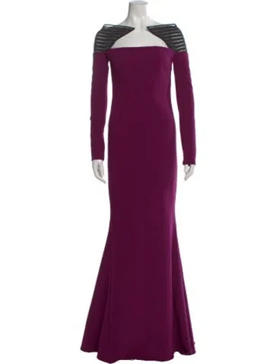 Pre-owned Safiyaa Square Neckline Long Dress W/ Tags In Purple