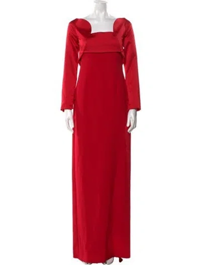 Pre-owned Safiyaa Square Neckline Long Dress W/ Tags In Red