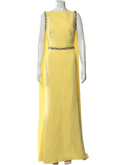 Pre-owned Safiyaa Square Neckline Long Dress W/ Tags In Yellow