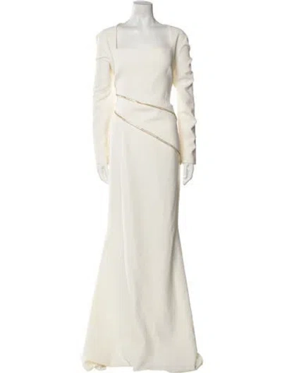 Pre-owned Safiyaa Square Neckline Long Dress In White