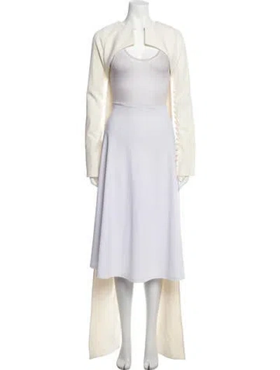 Pre-owned Safiyaa Square Neckline Long Sleeve Crop Top In Neutral