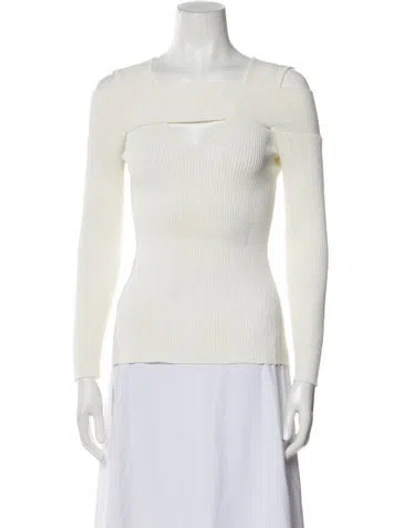 Pre-owned Safiyaa Square Neckline Long Sleeve Top In Neutral