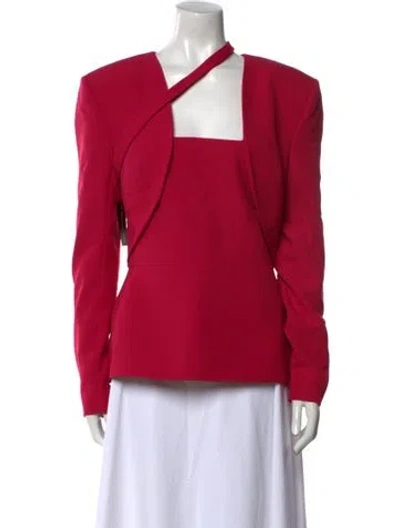 Pre-owned Safiyaa Square Neckline Long Sleeve Top In Pink