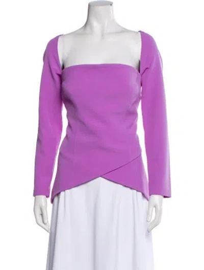 Pre-owned Safiyaa Square Neckline Long Sleeve Top In Purple
