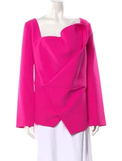 Pre-owned Safiyaa Square Neckline Long Sleeve Top W/ Tags In Pink