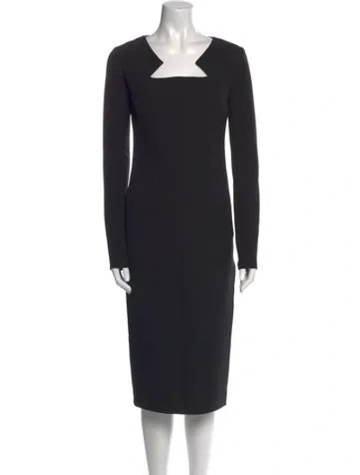 Pre-owned Safiyaa Square Neckline Midi Length Dress W/ Tags In Black