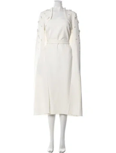 Pre-owned Safiyaa Square Neckline Midi Length Dress W/ Tags In Neutrals