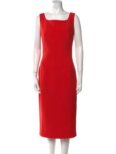Pre-owned Safiyaa Square Neckline Midi Length Dress W/ Tags In Red