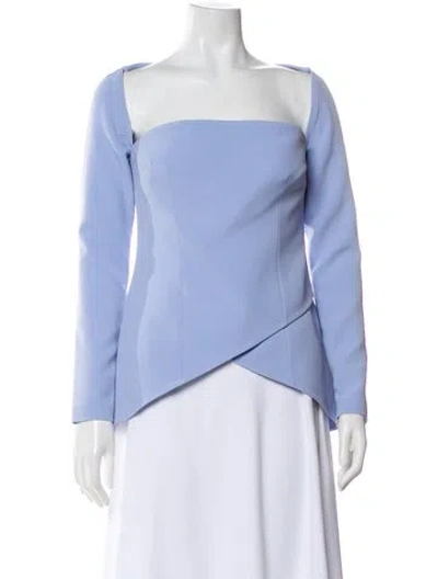 Pre-owned Safiyaa Square Neckline Mini Dress In Blue